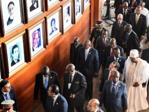 Chefs d'Etat et de gouvernement au 11e sommet de l'Union africaine à Addis-Abeba, le 17 novembre 2018.