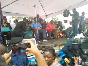 Felix Tshisekedi, candidat à la présidentielle de 2018, accompagné de Vital Kamerhe son directeur de campagne, ont tenu un rassemblement populaire a Goma, chef-lieu du Nord-Kivu mardi 4 décembre 2018. Radio Okapi/Ph. Bernardin Nyangi