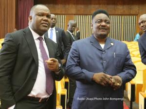 Le président de la CENI, Corneille Nangaa et le président du CNSA, Joseph Olenghankoy au cours de la réunion tripartite CNSA, gouvernement et CENI à Kinshasa, le 17/10/2017 . Radio Okapi/Ph. John Bompengo